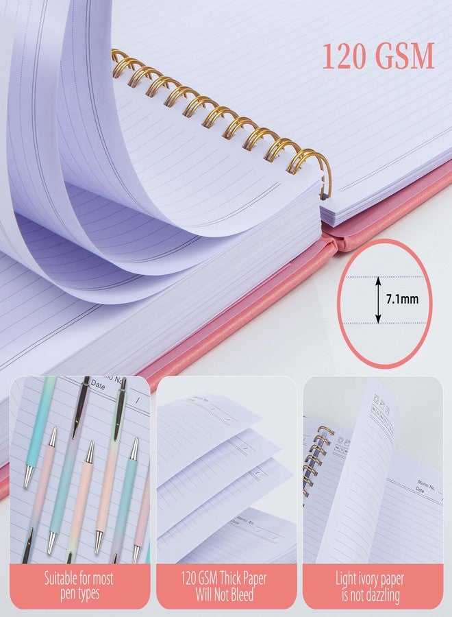 Kutoda Lined Spiral Notebook Journal for Work, 300 Pages Leather 8.5*11 College Ruled journals for Writing with 120GSM Paper, Hardcover Notebooks for Note Taking, Perfect for Office Home School Supplies(Pink - Image 2