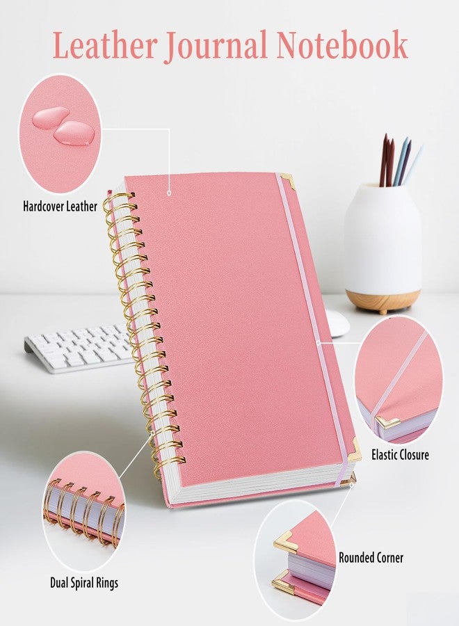 Kutoda Lined Spiral Notebook Journal for Work, 300 Pages Leather 8.5*11 College Ruled journals for Writing with 120GSM Paper, Hardcover Notebooks for Note Taking, Perfect for Office Home School Supplies(Pink - Image 4