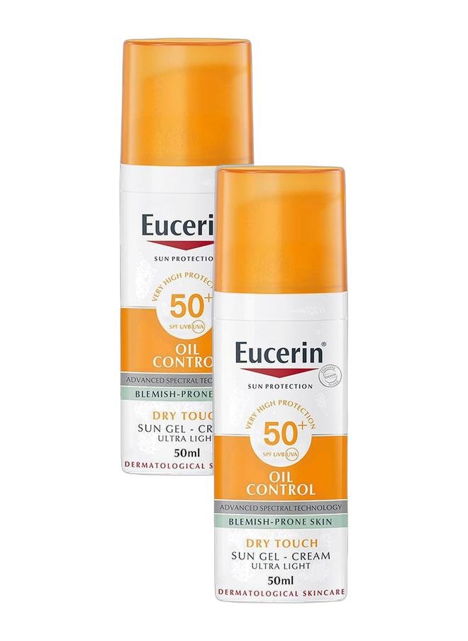 Eucerin Oil Control Twin Pack – Face Sunscreen Oil Control Gel-Cream 50ml x2 – Long-Lasting Matte Finish & Sun Protection for Blemish-Prone Skin  - Image 1