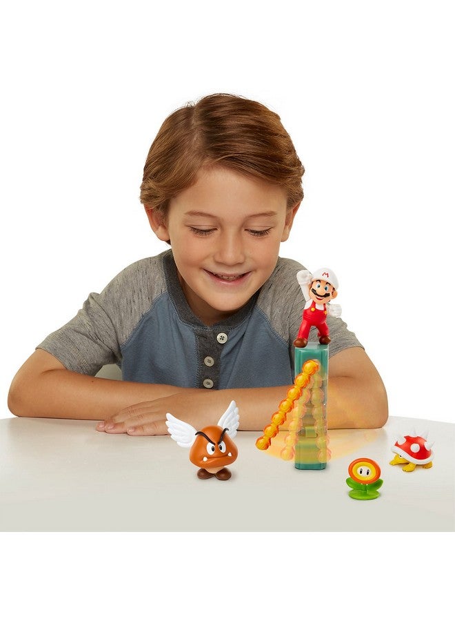 Nintendo Super Mario Lava Castle 2.5" Figure Diorama Play Set, Includes: Fire Mario, Spiny, & para Goomba, Mechanical Spinning Fireballs, Block & Fire Flower - Image 5