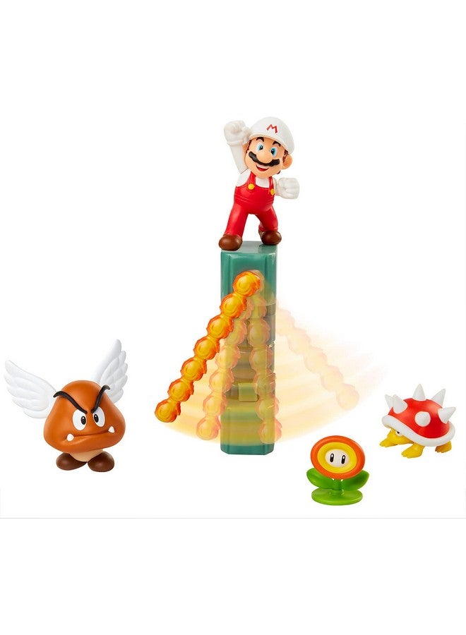 Nintendo Super Mario Lava Castle 2.5" Figure Diorama Play Set, Includes: Fire Mario, Spiny, & para Goomba, Mechanical Spinning Fireballs, Block & Fire Flower - Image 3