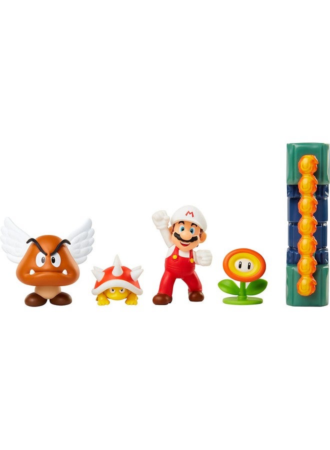 Nintendo Super Mario Lava Castle 2.5" Figure Diorama Play Set, Includes: Fire Mario, Spiny, & para Goomba, Mechanical Spinning Fireballs, Block & Fire Flower - Image 2