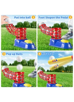 2 In 1 Tee Ball Set For Kids 3-5|5-8, Kids Baseball Tee, T-Ball Set With 10 Balls, Step On Pitching Machine, Batting Tee, Outdoor Sport Toy Games For 3 4 5 6 7 8 Year Old Boys Kids Toddler - pzsku/Z5E15E53CD35F50C327A0Z/45/_/1733730118/76baa44d-dfbf-4633-8ca8-ee744dc34502