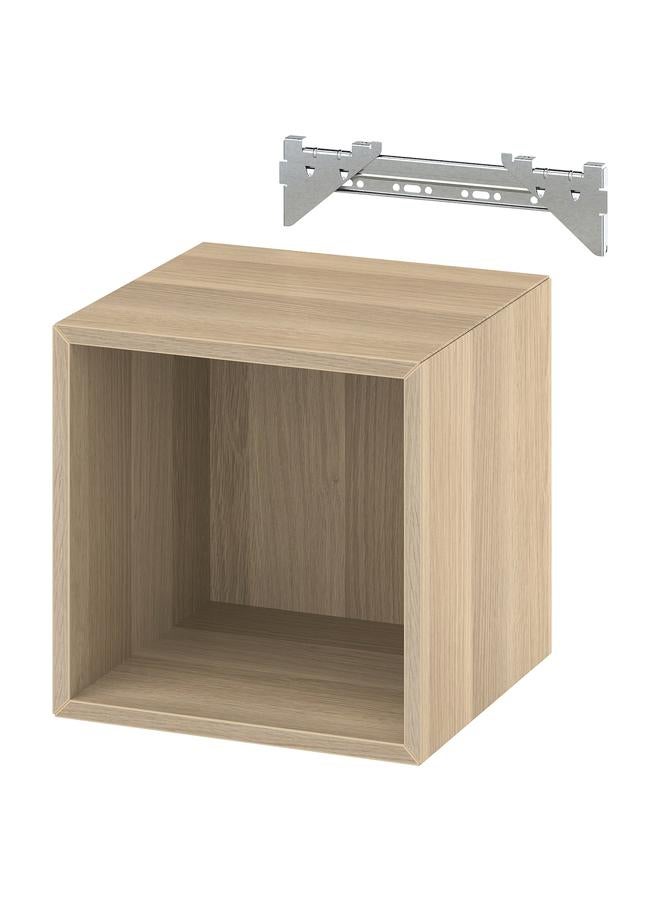 زبون وحدة رفوف مثبتة على الحائط، بتأثير خشب البلوط المصبوغ باللون الأبيض، 35X35X35 سم - Image 1