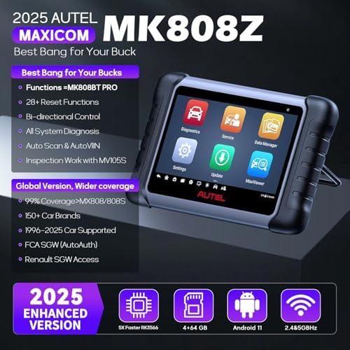 Autel MaxiCOM MK808Z OBD2 Scanner, 2025 Bidirectional Scan Tool Same As MK808S MX808S, Work as MaxiCheck MX900 MK900BT, Active Test, 28+ Service, All System Diagnose, Injector Coding, FCA Autoauth - Image 2