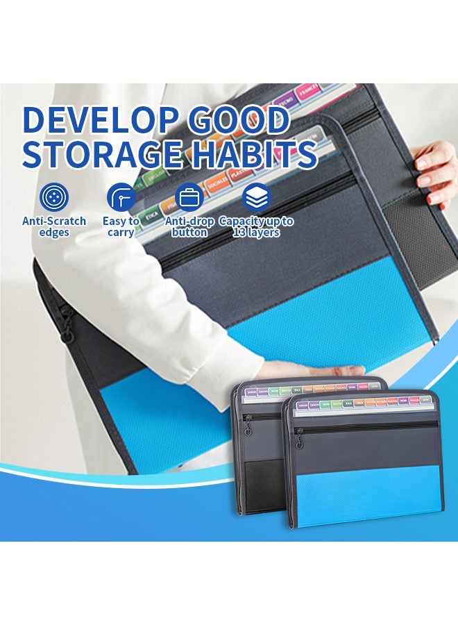 Premium Durable File Folders with Color Labels, Expandable Document Folders, Convenient for Daily Storage and Access