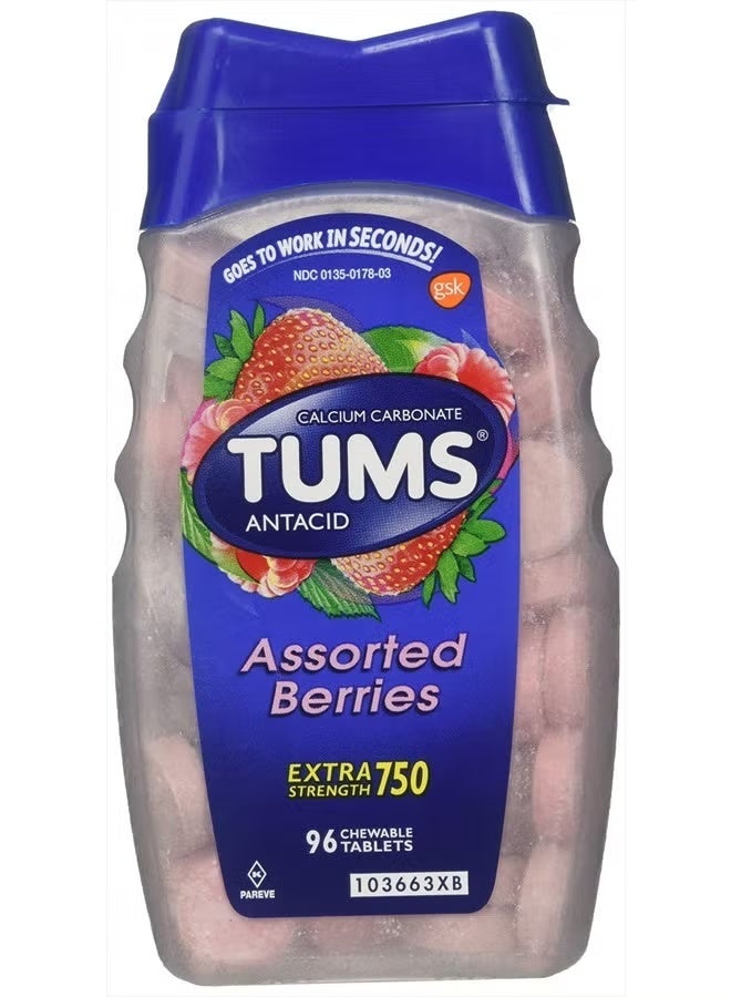 TUMS Extra Strength Assorted Berries Antacid Chewable Tablets - 96ct