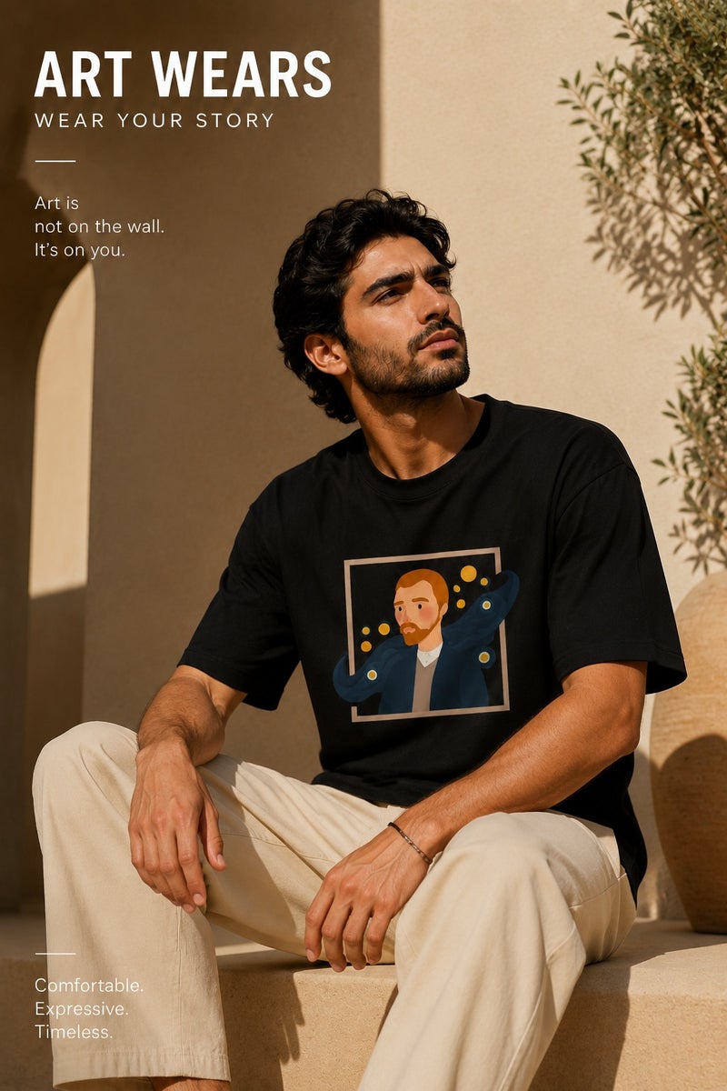 Men's Black Graphic Print T-Shirt Casual Short Sleeve Streetwear Fashion Tee - Image 4