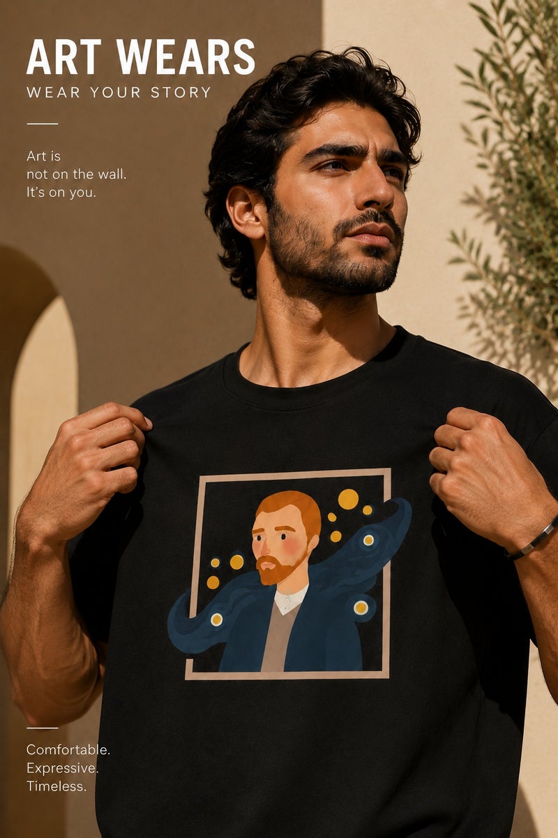Men's Black Graphic Print T-Shirt Casual Short Sleeve Streetwear Fashion Tee - Image 1