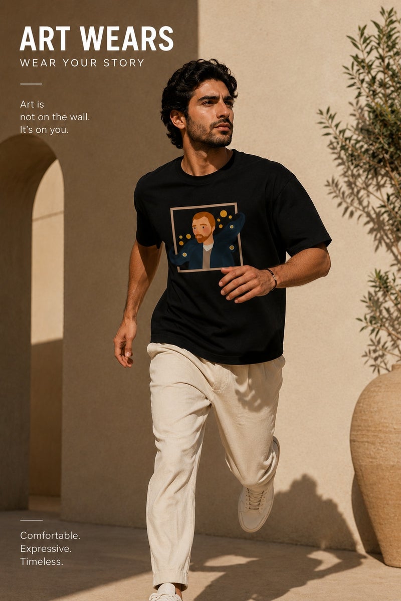 Men's Black Graphic Print T-Shirt Casual Short Sleeve Streetwear Fashion Tee - Image 3