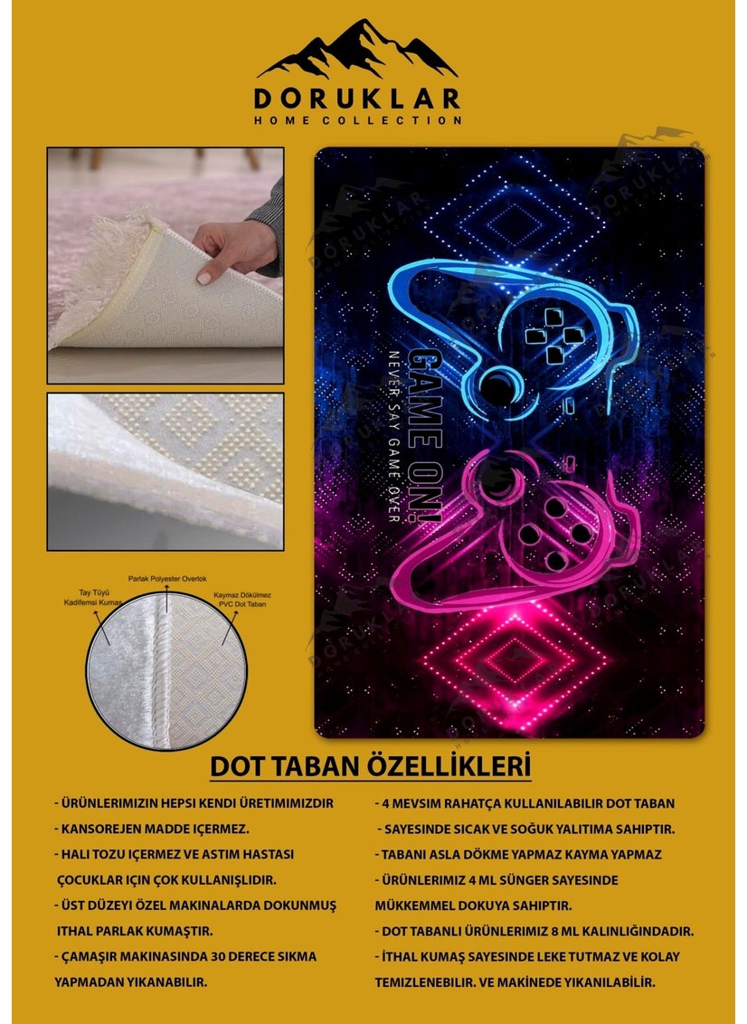 Doruklar Home Collection - Non-Slip Base Washable Gamer Patterned Children's Carpet - Image 1