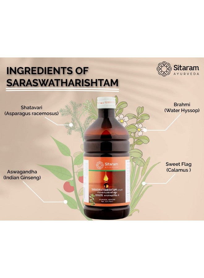 SITARAM سيتارام أيورفيدا سارسواتارشتام مع الذهب 200 مل شراب | مكمل سارسواتارشتا الأيورفيدي من كيرالا مع براهمي وأشواغاندا. - Image 3
