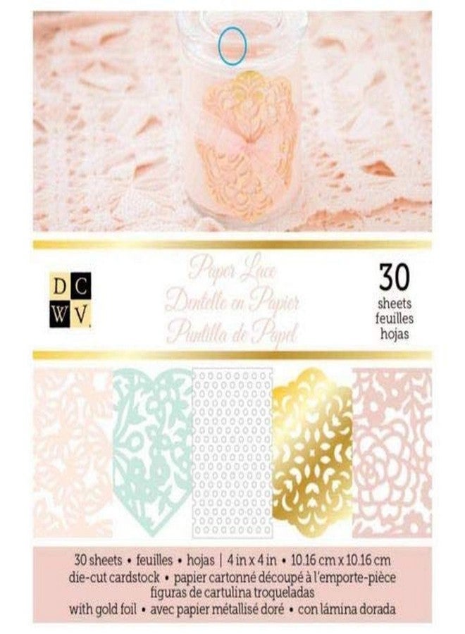 DCWVE Die Cuts with A View Miscellaneous Stack-4 x 4-Specialty-Paper Lace-30 Sheets CP-012-00673, 10.16 x 10.16 cm, Multicoloured