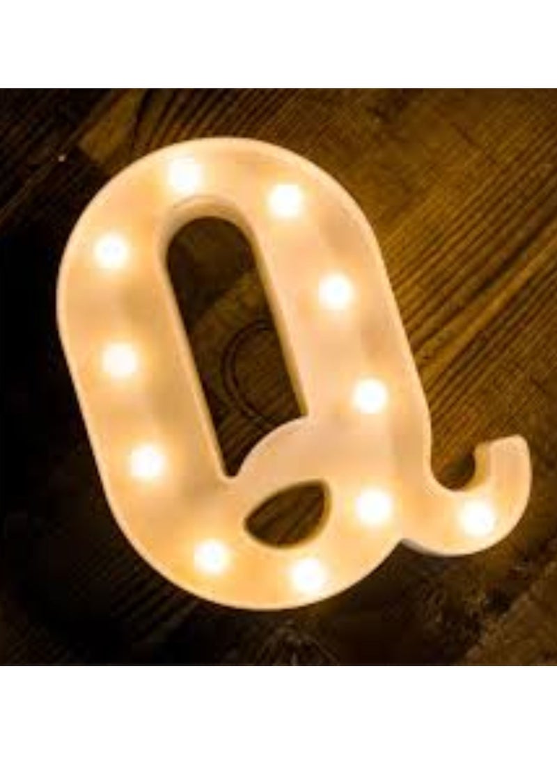 Vitacelli Alphabet LED Letter Lights Light Up Plastic Letters Standing Hanging Q ( 8.46in x 6.69in x 1.7inches ) - Image 1