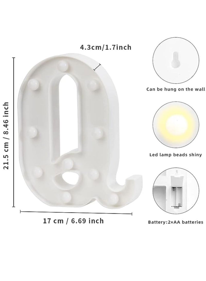 Vitacelli Alphabet LED Letter Lights Light Up Plastic Letters Standing Hanging Q ( 8.46in x 6.69in x 1.7inches ) - Image 2