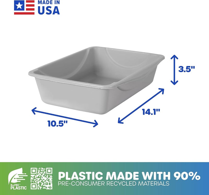 Petmate Easy clean surface Open Cat Litter Box,Mouse Grey, Small (14"x10.5"x3.5") Temp resistant - Image 3