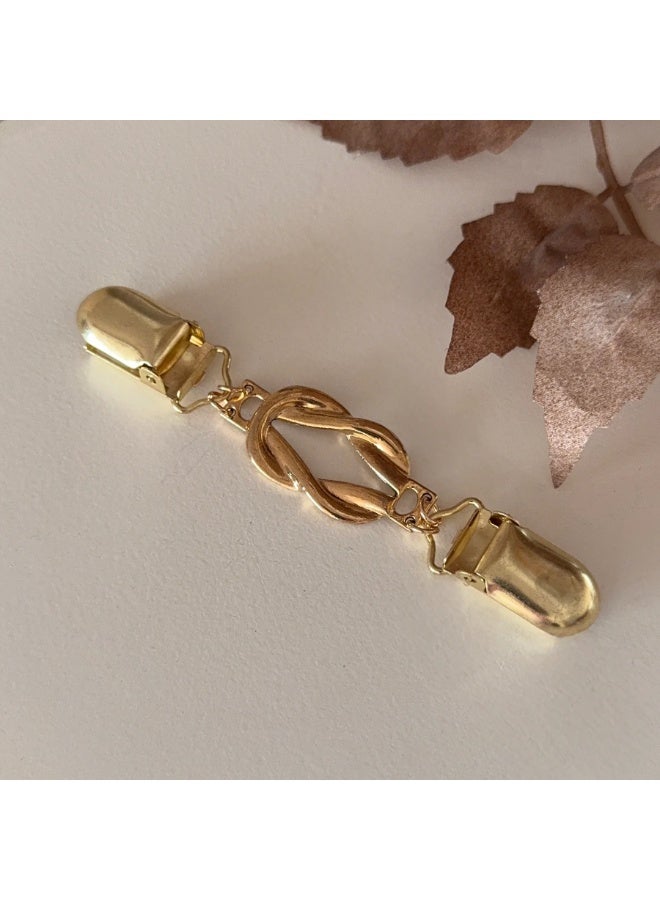 Gold Infinity Cinch Clips – Elegant Metal Sweater Clasp with Infinity Symbol Design – Stylish Clip for Cardigans, Shawls, Scarves, and Dresses