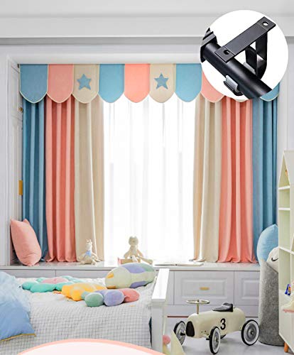 Cutelec Curtain Rod Brackets 2pcs Black Curtain Rod Holder for Drapery Rod with Diameter 1-1/8"(28mm) Window Drapery Rod Bracket Installed to The Ceiling Only - Image 4
