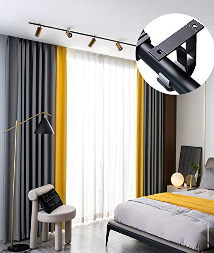Cutelec Curtain Rod Brackets 2pcs Black Curtain Rod Holder for Drapery Rod with Diameter 1-1/8"(28mm) Window Drapery Rod Bracket Installed to The Ceiling Only - Image 5