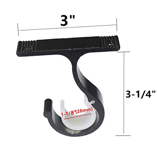 Cutelec Curtain Rod Brackets 2pcs Black Curtain Rod Holder for Drapery Rod with Diameter 1-1/8"(28mm) Window Drapery Rod Bracket Installed to The Ceiling Only - Image 2