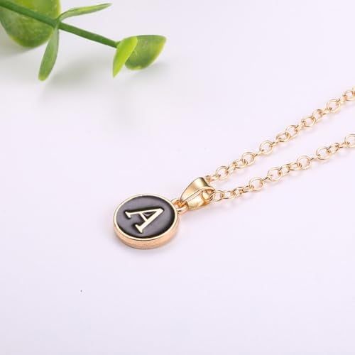 Giftana Alphabet Locket with Chain, Black Enamel Letter 'A' Pendant Necklace for Girls, Personalized Initial Name Gold Plated Pendant Necklace Gift for Girlfriend, Mother's Day Gifts - Image 2