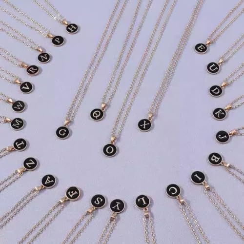 Giftana Alphabet Locket with Chain, Black Enamel Letter 'A' Pendant Necklace for Girls, Personalized Initial Name Gold Plated Pendant Necklace Gift for Girlfriend, Mother's Day Gifts - Image 5