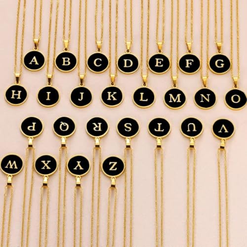 Giftana Alphabet Locket with Chain, Black Enamel Letter 'A' Pendant Necklace for Girls, Personalized Initial Name Gold Plated Pendant Necklace Gift for Girlfriend, Mother's Day Gifts - Image 4