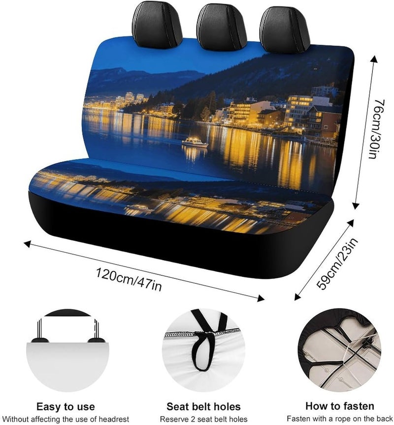Blue Lake Tahoe Car Seat Cover - Universal Fit, Elastic Edge Design for Easy Installation, Durable Car Back Seat Cover Prevent Wear, Spills & Damage, Machine Washable - Image 2