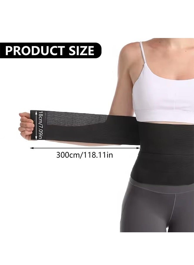 BONITO Waist Trainer for Women Waist Wrap, Velcro Elastic Wrap Corset Plus Size, Tightness Adjustable and Non-slip, Workout Waist Trimmer for Gym Sport, Waist Trimmer Belt (Black, 3 M) - Image 4