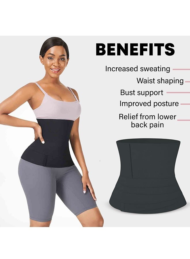 BONITO Waist Trainer for Women Waist Wrap, Velcro Elastic Wrap Corset Plus Size, Tightness Adjustable and Non-slip, Workout Waist Trimmer for Gym Sport, Waist Trimmer Belt (Black, 3 M) - Image 5