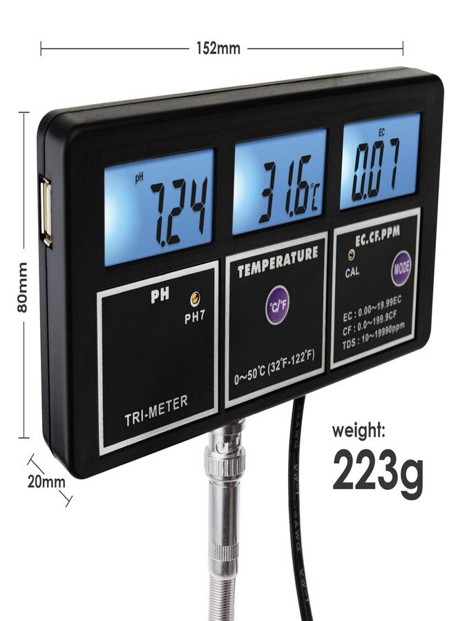 GAIN EXPRESS 5-in-1 Water Quality Multi-Parameter PH EC CF TDS (ppm) Temperature Test Meter Backlight, Wall-mountable Rechargeable Continuous Monitor Tester, Aquariums Hydroponics Pool Fish Tank Pond Drinking - Image 5