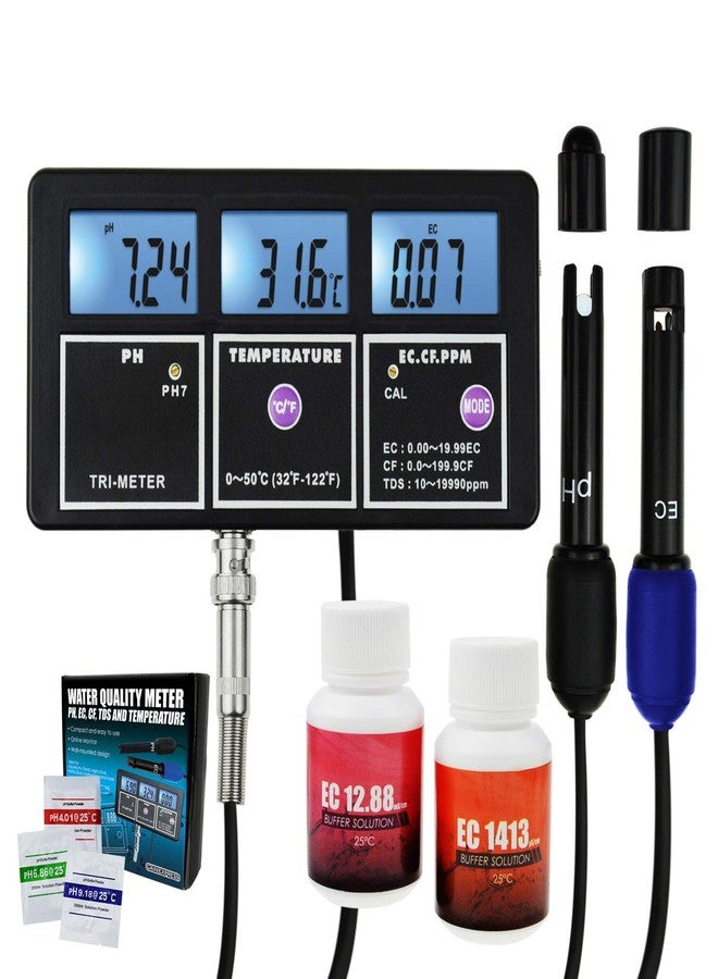 GAIN EXPRESS 5-in-1 Water Quality Multi-Parameter PH EC CF TDS (ppm) Temperature Test Meter Backlight, Wall-mountable Rechargeable Continuous Monitor Tester, Aquariums Hydroponics Pool Fish Tank Pond Drinking - Image 1