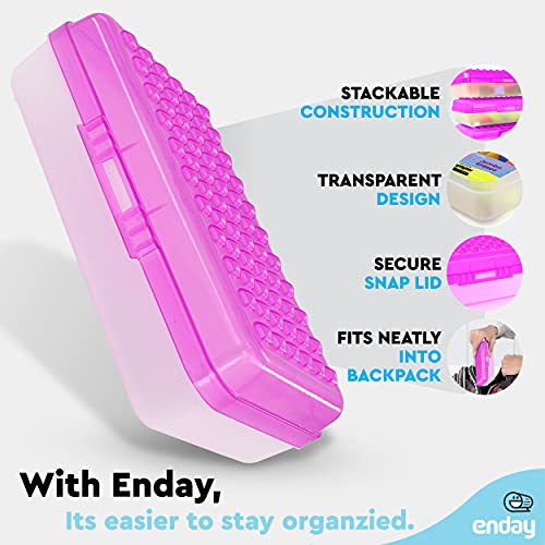 Enday Pencil Box Purple, Plastic Small Dots Pencil Case, School Storage Utility Supplies Box Organizer with Snap Closure for Kids and Adults Also Available in Pink, Grey, Green, Red, Blue, 1 PK - Image 3