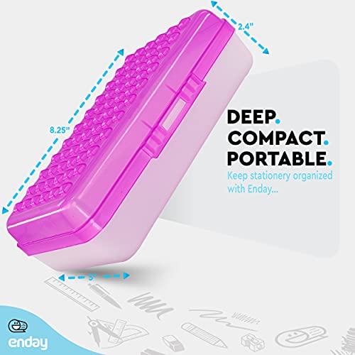 Enday Pencil Box Purple, Plastic Small Dots Pencil Case, School Storage Utility Supplies Box Organizer with Snap Closure for Kids and Adults Also Available in Pink, Grey, Green, Red, Blue, 1 PK - Image 5