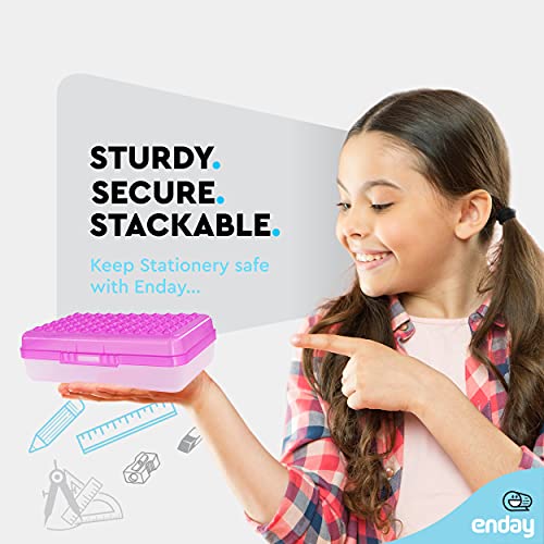 Enday Pencil Box Purple, Plastic Small Dots Pencil Case, School Storage Utility Supplies Box Organizer with Snap Closure for Kids and Adults Also Available in Pink, Grey, Green, Red, Blue, 1 PK - Image 2