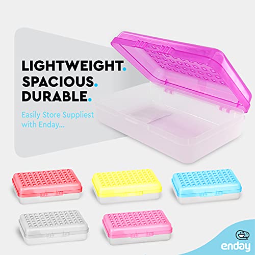 Enday Pencil Box Purple, Plastic Small Dots Pencil Case, School Storage Utility Supplies Box Organizer with Snap Closure for Kids and Adults Also Available in Pink, Grey, Green, Red, Blue, 1 PK - Image 4