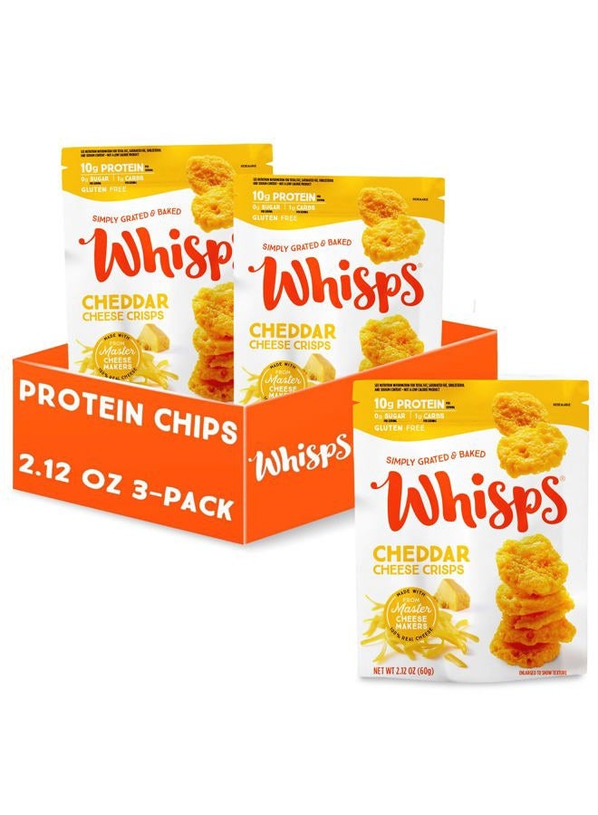 Whisps Cheddar Cheese Crisps | Keto Snack, No Gluten, No Sugar, Low Carb, High Protein | 2.12oz (3 Pack) - Image 1