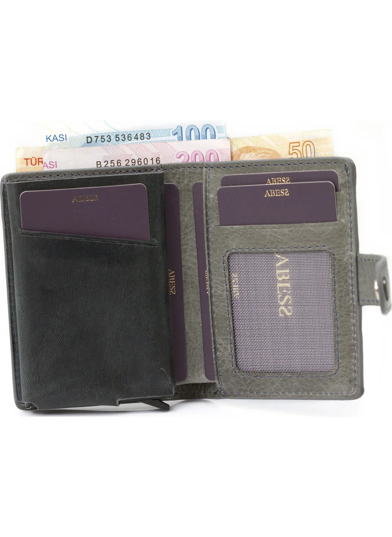 Abess Card Holder Wallet , Luxury Leather (Crazy) Mechanism Card Holder Wallet