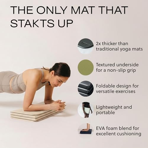 Stakt The Original Foldable Yoga Mat, Premium Foldable Exercise & Workout Mat with Non-Slip Surface, Lightweight Portable for Studio or Home Use, As Seen on Shark Tank - Dune - Image 3