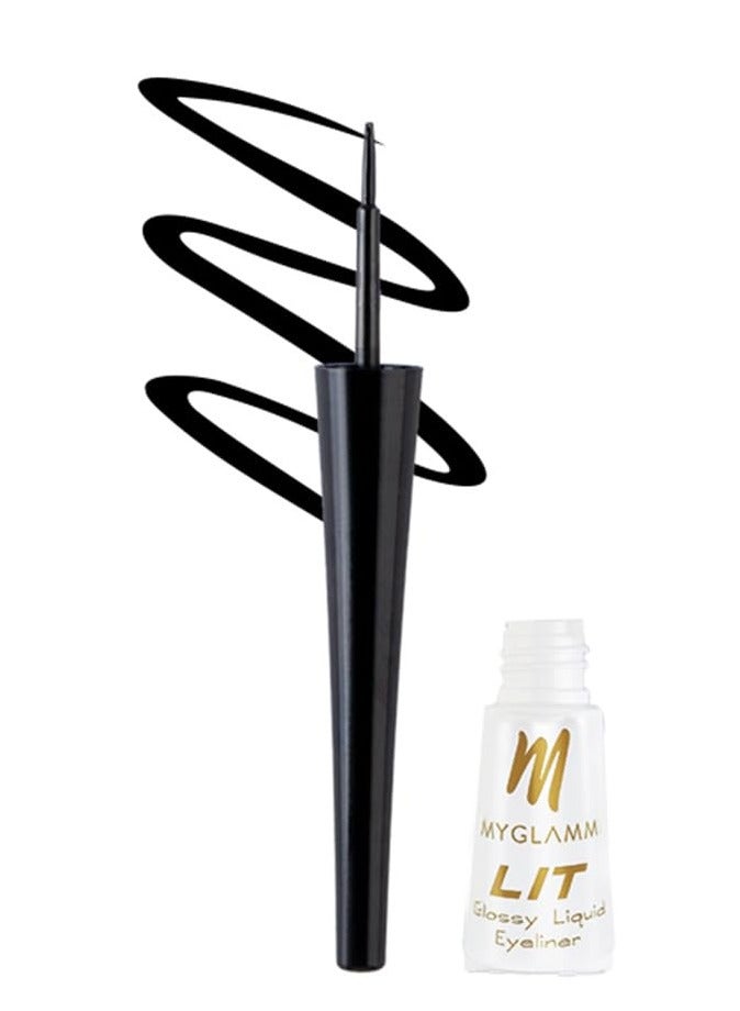 MyGlamm LIT Glossy Liquid Eyeliner Black Party 3.5 ml - Image 1
