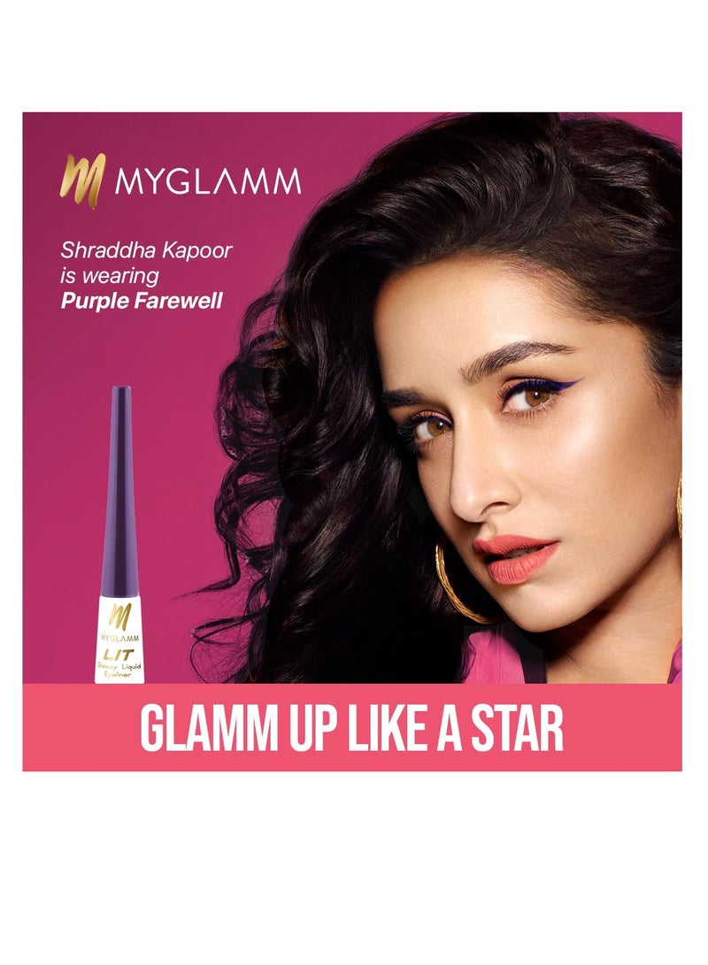 MyGlamm LIT Glossy Liquid Eyeliner Black Party 3.5 ml - Image 3