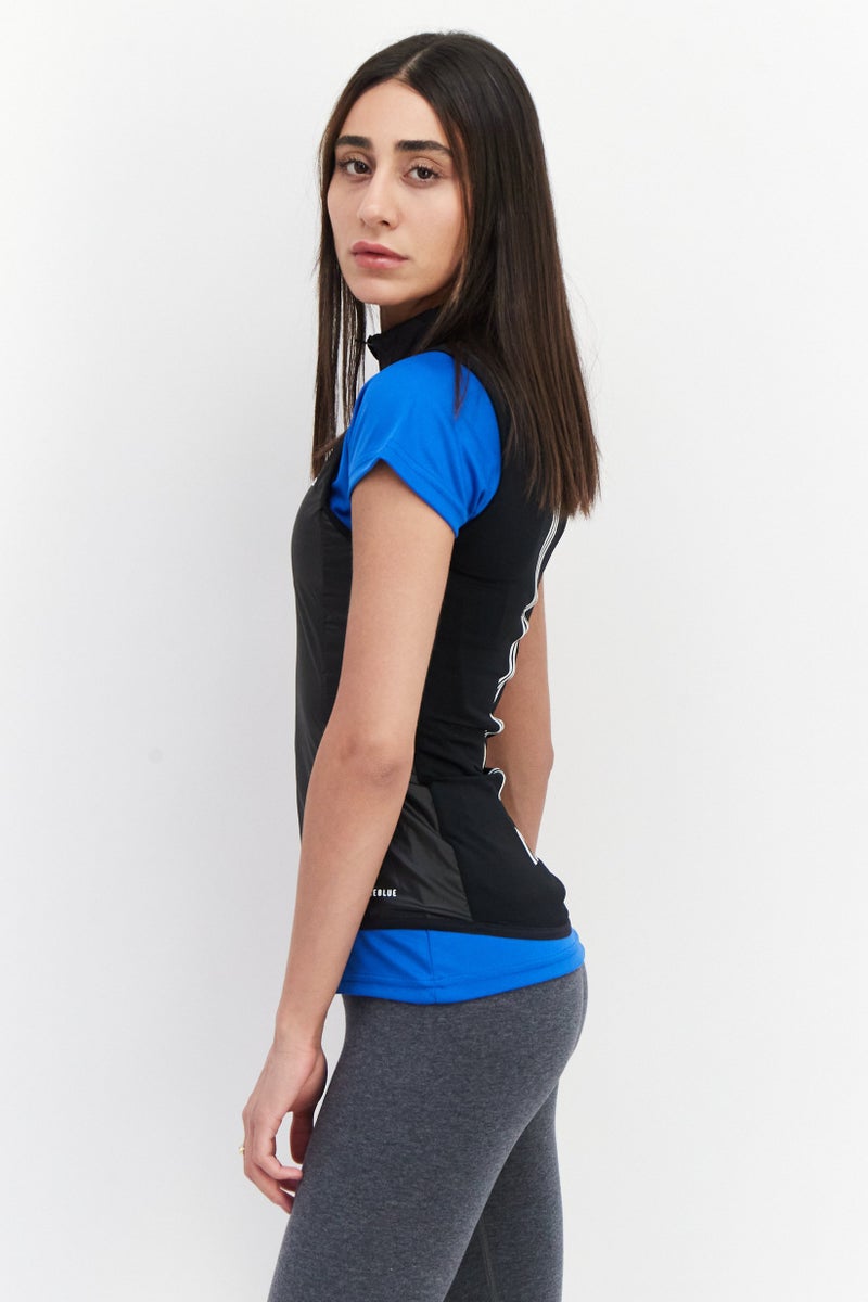 Women Sportswear Fit Sleeveless Cycling Vest, Black