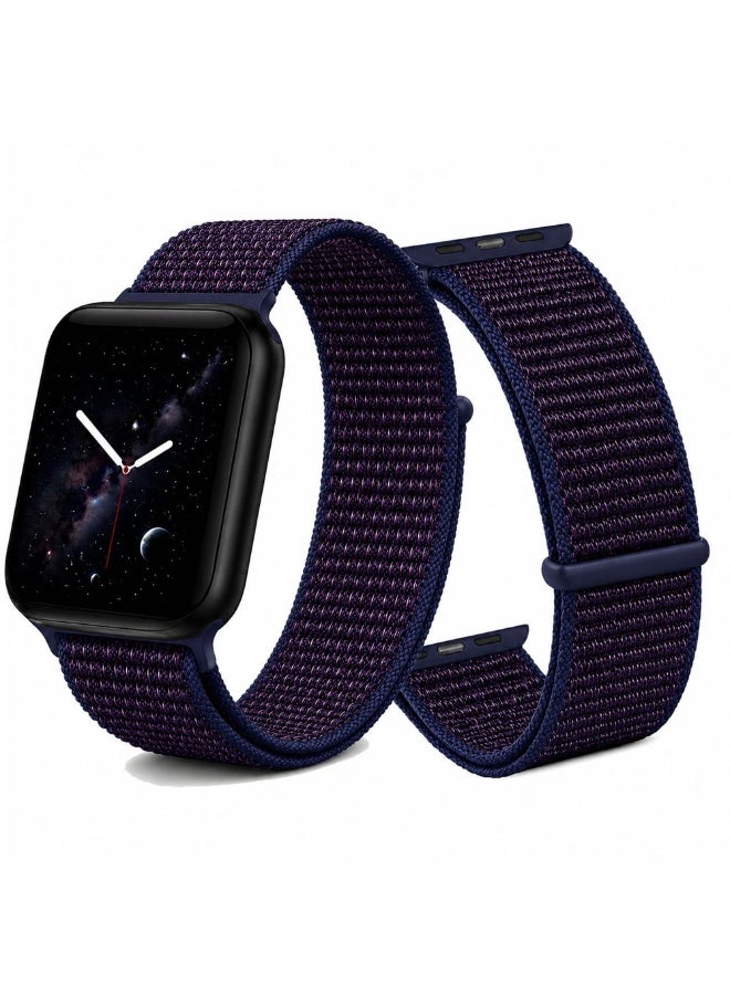 CATANES Breathable Nylon Sport Loop Band Compatible with Apple Watch 44mm 45mm 46mm 49mm for Women Men, iWatch Wrist Straps for Ultra 3 2, Se, Series 11 10 9 8 7 - black purple - Image 2