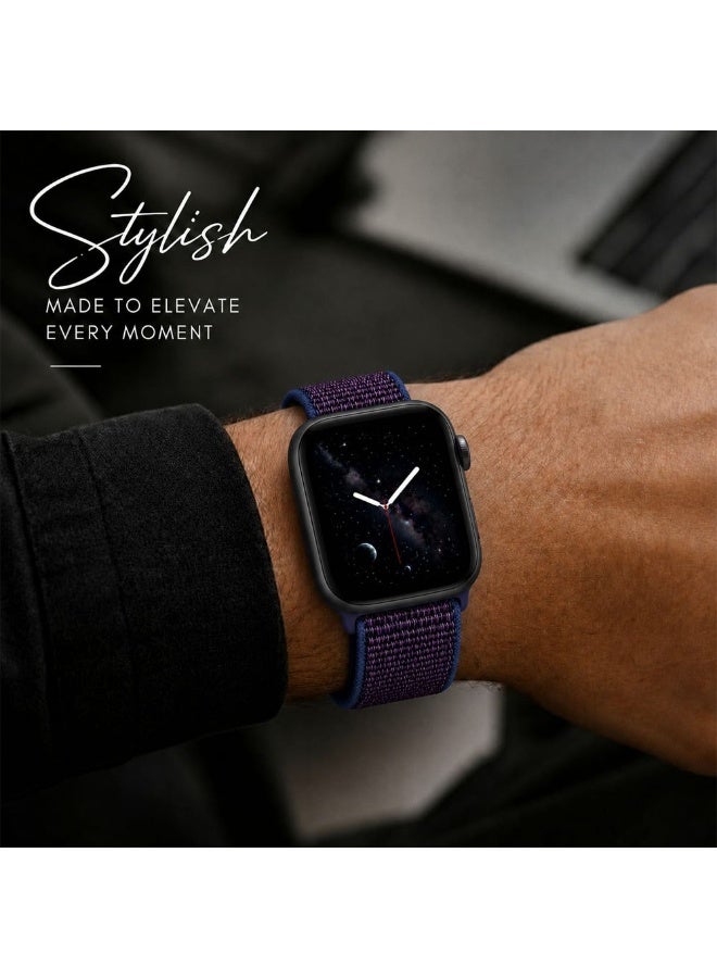 CATANES Breathable Nylon Sport Loop Band Compatible with Apple Watch 44mm 45mm 46mm 49mm for Women Men, iWatch Wrist Straps for Ultra 3 2, Se, Series 11 10 9 8 7 - black purple - Image 5
