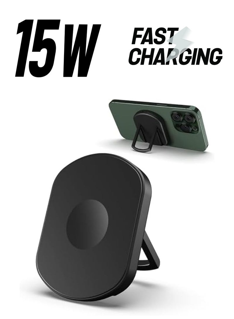 erorex Wireless Fast Charger, 15W Max Fast Mag-Safe Charger, 3 in 1 Adjustable Angle Phone Wireless Magsafe Charging, Compatible with iPhone 15 14 13 12 Series Apple Watch AirPods, Black  - Image 1
