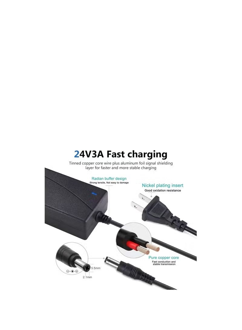 Lynacz Original بديل لكابل الطاقة 24V AC DC لجهاز Logitech G25 G27 G29 G920 G923 G940، عجلة سباق Logitech APD DA-42H24 AD10110LF 190211-0010 190211-A030 شاحن محول كابل (أسود) - Image 3