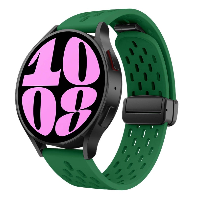 سوار ساعة ذكية رياضي من السيليكون متوافق مع Samsung Galaxy Watch 6 بملاءمة قابلة للتعديل وحزام ناعم للاستبدال اليومي باللون أسود قابل للتعديل - Image 1