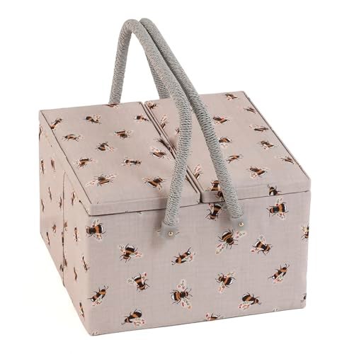 Hobby Gift Large Twin Lid Sewing Box Craft Storage Box with Handle Internal Tray Pin Cushion and Pockets for Sewing Knitting and Hobby Supplies - Image 1