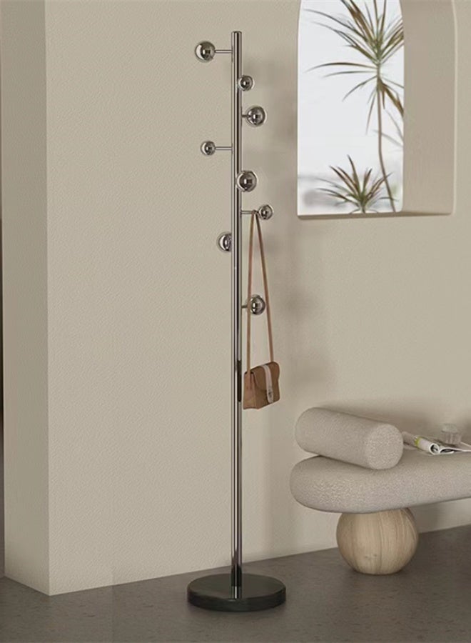 Kutis Metal Coat Rack Clothes Rack Garment Rack Clothing Rack Hangers Freestanding Entryway Coats Hanger Stand Home Hotel Retail Steel Silver/Black 28x172 cm - Image 1