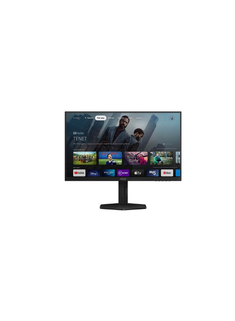 AOC Q27G4XY Smart Gaming Monitors 27-inch 2K QHD 2560x1440, HDR 10, VA Panel Type, 180Hz Refresh Rate, 1ms Response Time, Adaptive Sync Technology, Google tv os, USB-C power delivery up to 65W, Adjustable Stand, Built-in Speakers - Black Black